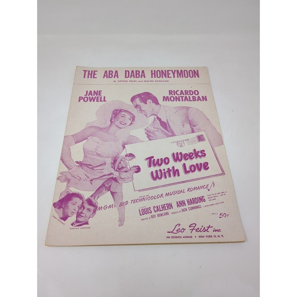The Aba Daba Honeymoon Sheet Music Vintage 1942 Two Weeks‎ With Love Musical